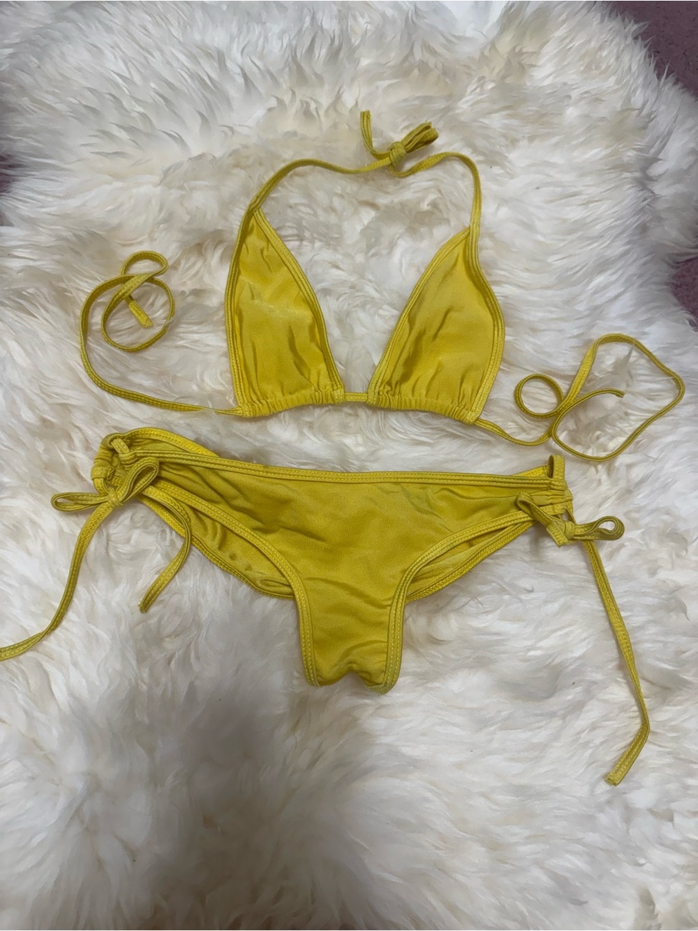 New small yellow bikini y2k swimsuit festival rave dance outfit low rise